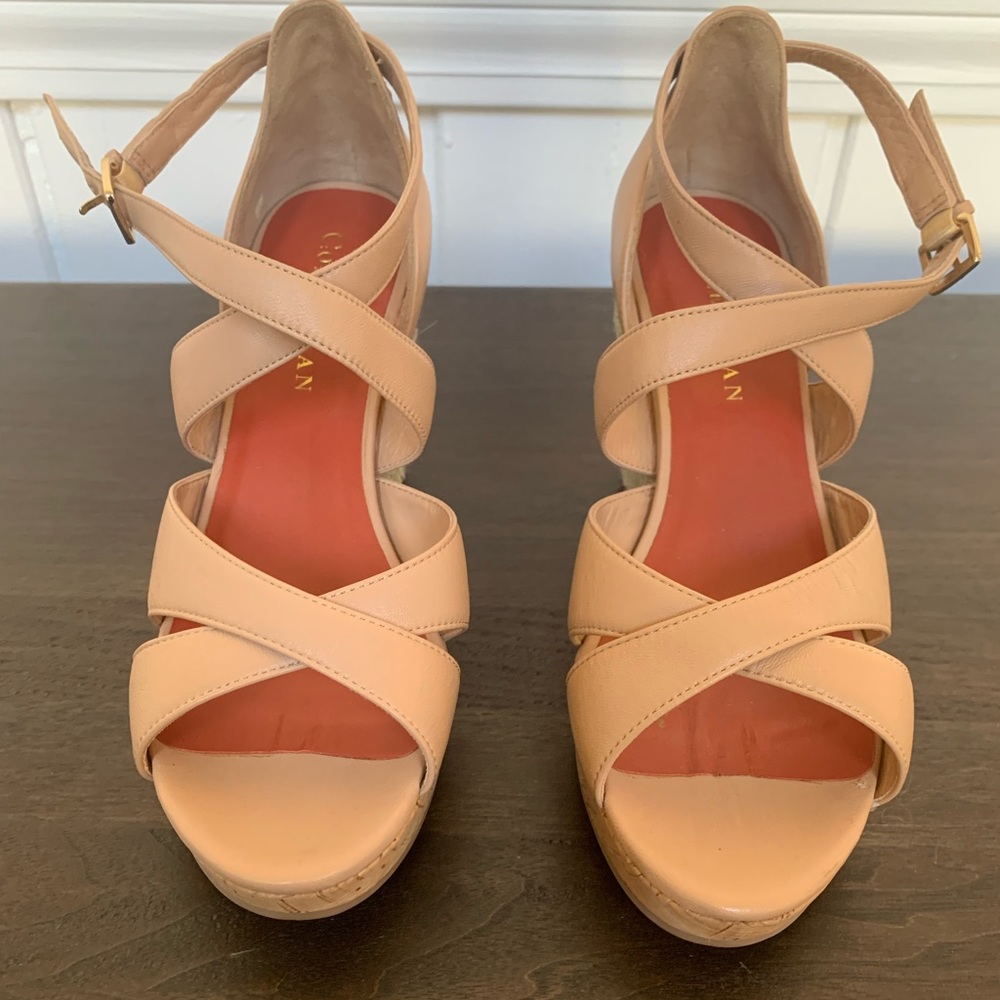 Cole Haan Women's Beige Wedge Sandals